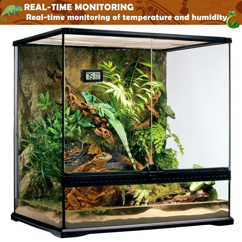 Reptile Thermometer and Humidity Gauge,2PCS Digital Adhesive Reptile Hydrometer Thermomete Tank Accessories,Reptile Terrarium Thermomete Pet Supplies for Snake,Bearded 2PCS - PawsPlanet Australia