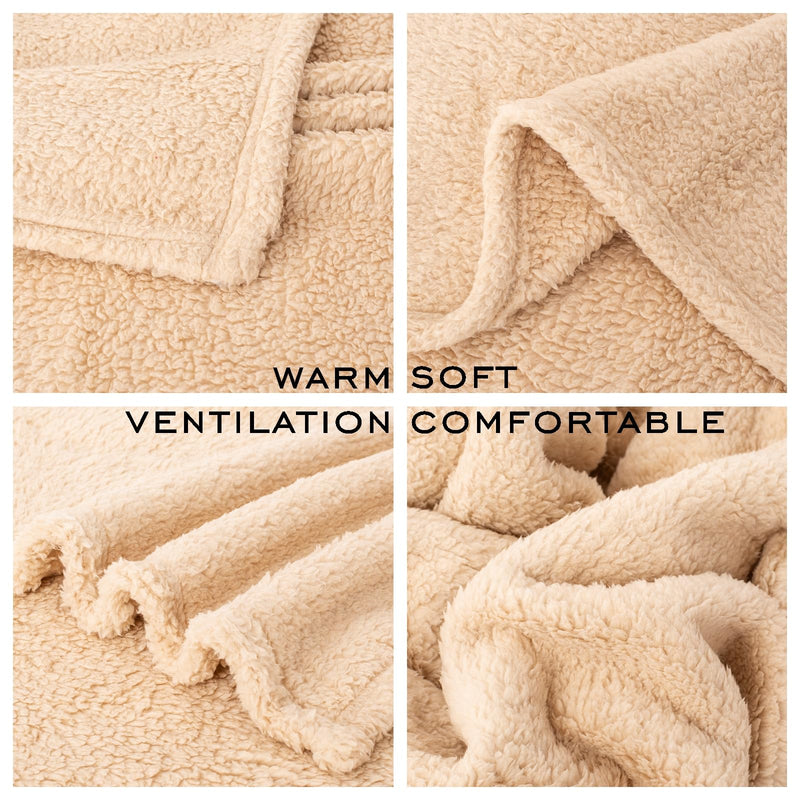 2 Blankets, Dog Cat Pet Blanket, Soft Warm Fleece, for Puppy, Small Dogs or Kitten, Cats, Plush Fuzzy Blanket for Bed, Sofa, Travel (60" x 40", 2/Pack, Beige+Light Gray) Beige+lightgray 60"L x 40"W, 2/Pack - PawsPlanet Australia