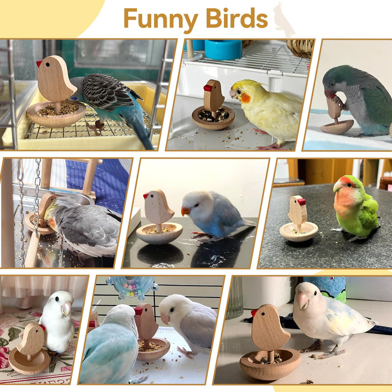 Bird Feeder Toy,Wooden Parrot Food Bowl with Rocking Base Design, Natural Wooden Chew Toy for Small Medium Birds, Parakeets, Lovebirds, Hamsters, Guinea Pigs - PawsPlanet Australia