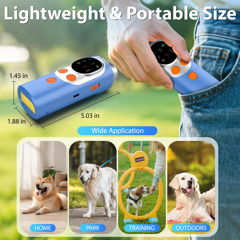 Dog Bark Deterrent Device - 3X Ultrasonic Anti Barking Device for Dogs, Safe & Effective to Stop Neighbor's Dog Barking, with LED Flashlight, Rechargeable, Indoor & Outdoor Dog Behavior Correct Blue - PawsPlanet Australia