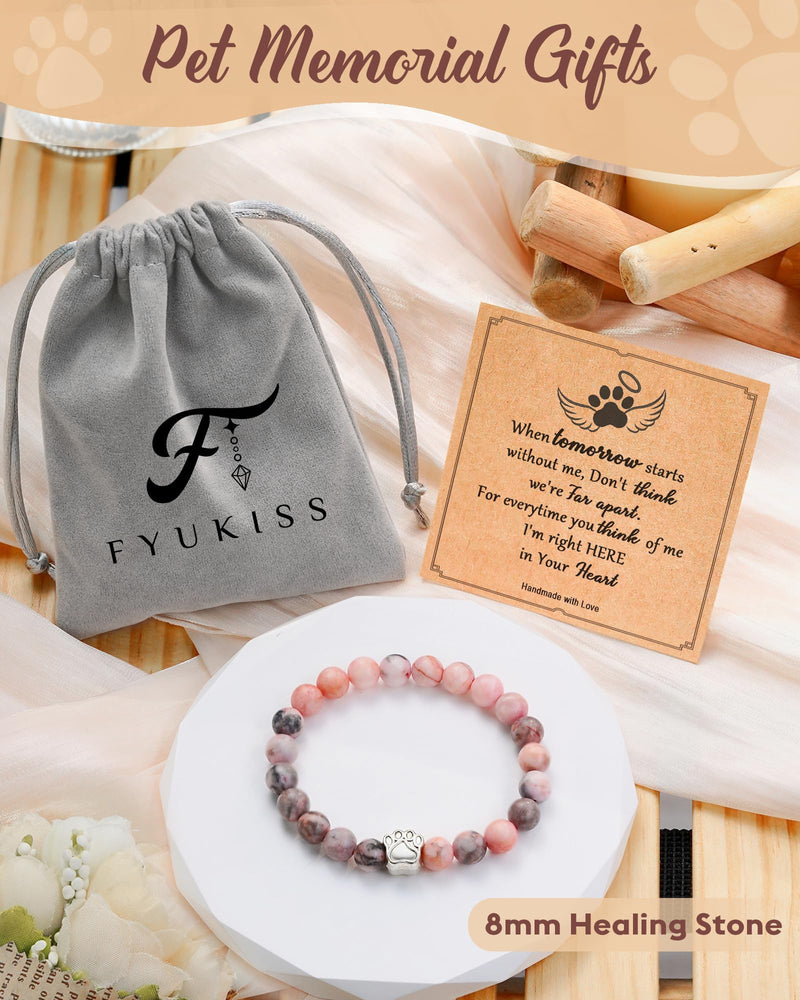 Pet Memorial Gifts for Loss of Dog Cat, 𝗡𝗮𝘁𝘂𝗿𝗮𝗹 𝗦𝘁𝗼𝗻𝗲 𝗕𝗿𝗮𝗰𝗲𝗹𝗲𝘁 for Women Men Who Loss of Pet Dog/Cat Pink - PawsPlanet Australia