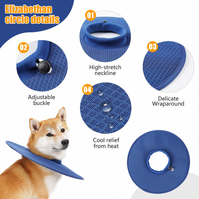 Dog Recovery Collar,Dog Soft Cone Collar Alternative After Surgery,Adjustable,Breathable E Collar for Large/Medium/Small Dogs Cats,Blue L Blue-L Mesh - PawsPlanet Australia