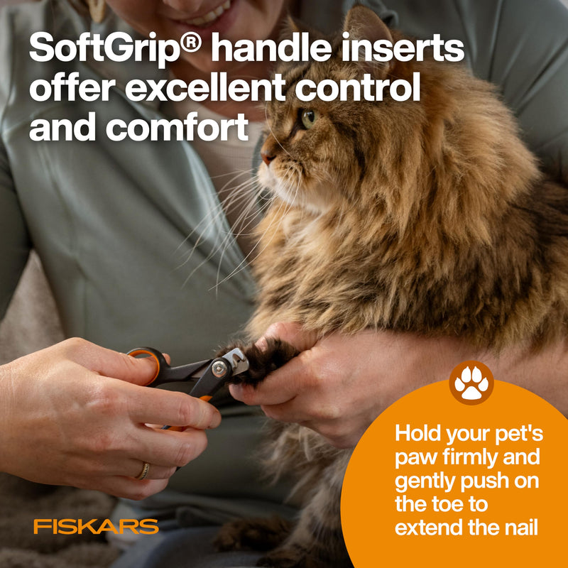 Fiskars Pet Small Pet Nail Clippers, Cat and Dog Nail Trimmers for Grooming, Pet Supplies with Precision Stainless Steel Blades & SoftGrip Handle, 4.25”, Orange/Black S - PawsPlanet Australia