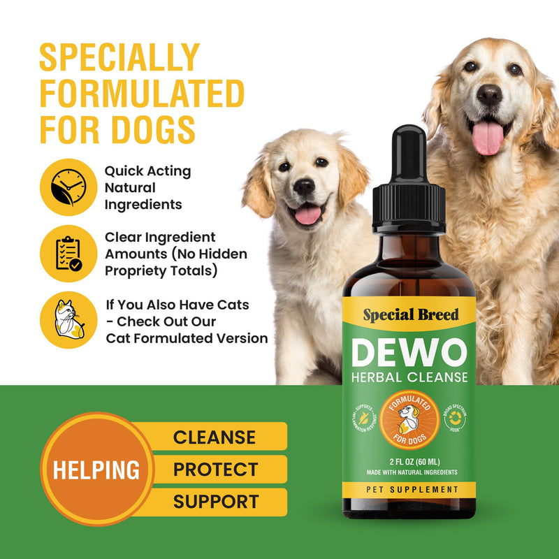 Spefically Formulated for Dogs, Natural Broad Spectrum Supplement, Herbal Cleanse, Digestive Support for All Breeds, Gut Health, Made in The USA, 2oz (2 Pack) 2oz (2 pack)