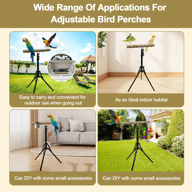 16-63 Inch Height Adjustable Bird Perch Pepper Wood Bird Training Perch Stand Parakeet Perches Indoor and Outdoor Parrot Stands for Small to Medium Bird Floor Bird Perch - PawsPlanet Australia