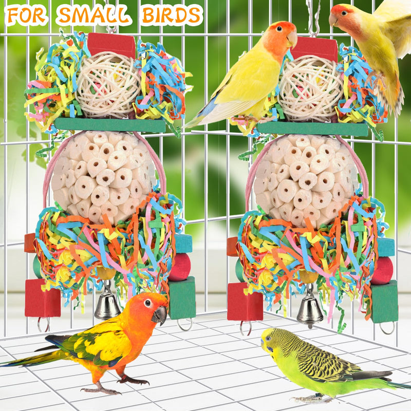 BBjinronjy Bird Toys,2PCS Hanging Natural Soft Sola Ball Beak Chew Shred Forage Toys for Parrots,Cockatiel,Conure,Love Birds,Parakeets,Budgie and Other Small Birds M 2PCS A - PawsPlanet Australia