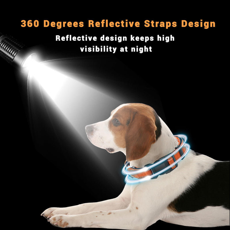 2 Pack Reflective Dog Collar with Safety Locking Buckle, Adjustable Soft Breathable Comfortable Nylon Pet Collar for Small, Medium and Large Dogs, Orange, M Medium (Width 1") A-Orange(2 Collars)