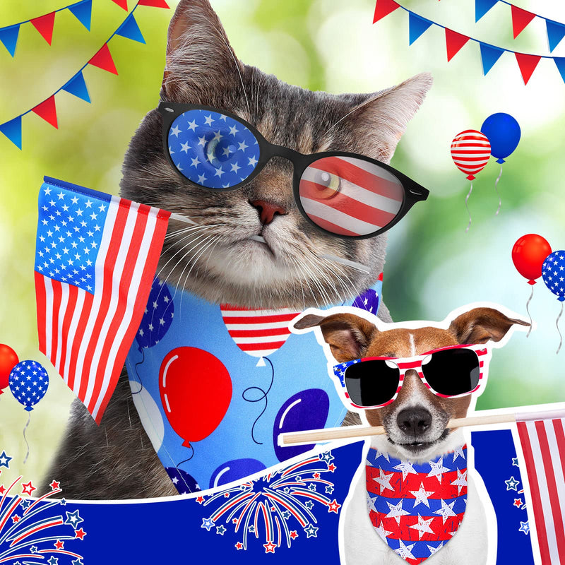 Loopeer 30 Pcs Dog Bandanas Bulk Pet Bandanas Scarf Gifts Triangle Reversible Adjustable Washable for Pets Cats Dogs(Flag Pattern, Large) Flag Pattern