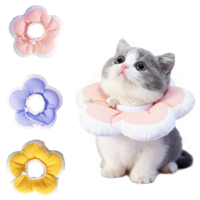 Cat Cone Collar Soft, Adjustable Kitten Cones After Surgery, Waterproof Kitten e Collar Soft to Stop Licking(Pink Flower, XS) Pink Flower