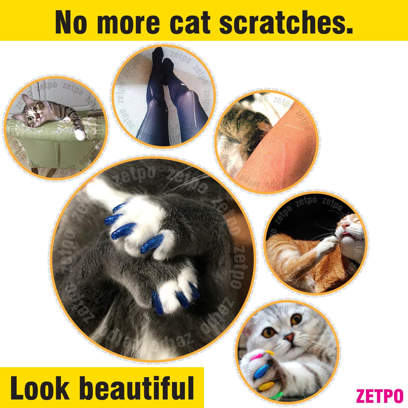 zetpo Glitter Cat Nail Caps | Cat Claw Covers | with Adhesives and Applicators (16x Glitter | 160 pcs, XS) 16x Glitter | 160 Pcs - PawsPlanet Australia