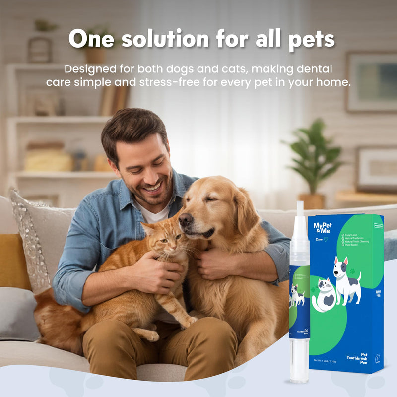 My Pet & Me Dog Teeth Cleaning Pen with Built-in Plant-Based Gel — Muzzleglow Vetality Brush Free Oral Gel - Freshens Breath, At-Home Dental Care Kit for Dogs & Cats