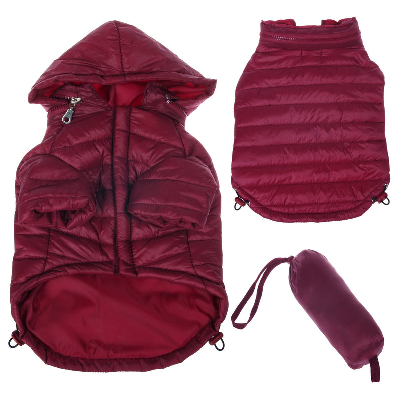 Pet Life Sporty Avalanche Lightweight Folding Winter Dog Coat - Adjustable Dog Jacket with a Concealed Zippered Collar and pop-Out Hood - Pet Coat for Small Medium Large Dogs 1 Red - PawsPlanet Australia