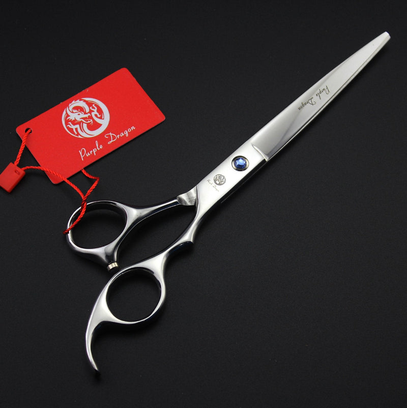 Purple Dragon 8 inch 3 in 1 Professional Pet Grooming Thinning Scissors - Upward Curved Shears and Dog Hair Cutting Scissor - Perfect for Pet Groomer or Family DIY Use (Silver) Silver - PawsPlanet Australia