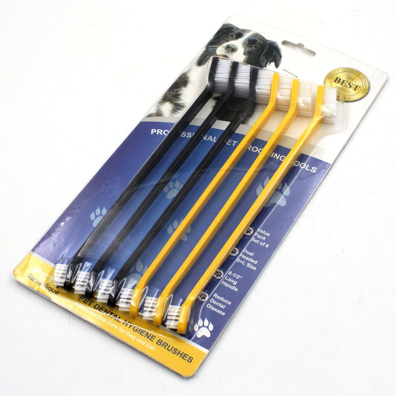 Pet Republique Dog Toothbrush Set of 6 – Dual Headed Dental Hygiene Brushes for Small to Large Dogs, Cats, and Most Pets - PawsPlanet Australia
