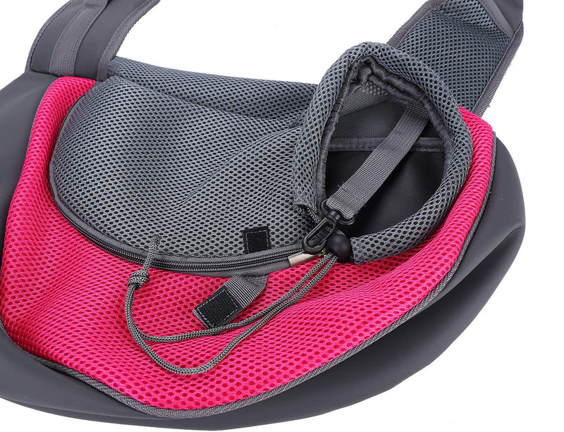 Dog Pet Sling Carrier Puppy Cat Sling Mesh Carrying Bag Adjustable Strap Breathble Small Dog Cat Satchel Carrier Hand Free Safe Front Backpack Soft Foldable Pet Purse Pouch Travel Outdoor Rose Red - PawsPlanet Australia