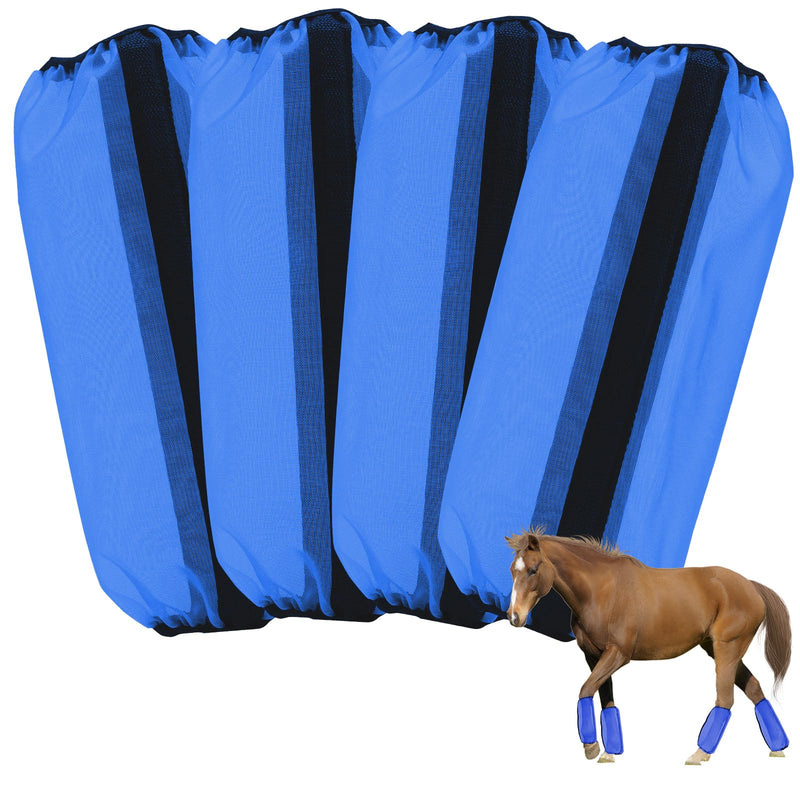 Mesh Fly Boots Horse Fly Boots Mesh Fly Wraps Leg Guard for Horse Set of 4 Blue