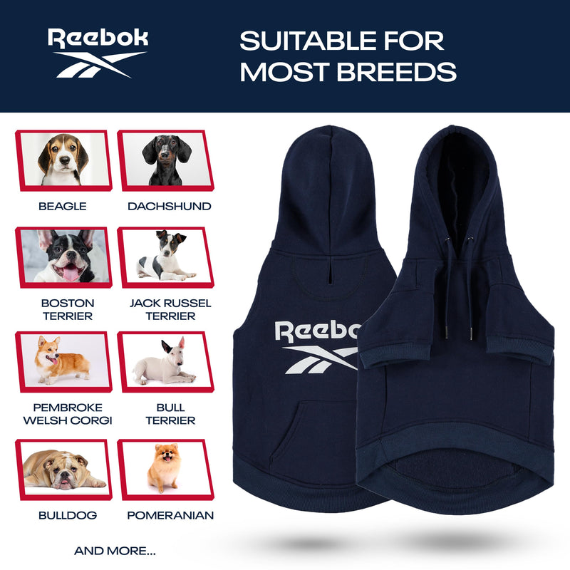 Reebok Dog Hoodie – Fleece Dog Sweater with Leash Hole, Cold Winter Dog Sweatshirt for Small Medium and Large Dogs, Premium Dog Fall Sweater Pullover Hoodie, Cozy Warm Perfect Dog Christmas Outfit Blue X-Large - PawsPlanet Australia