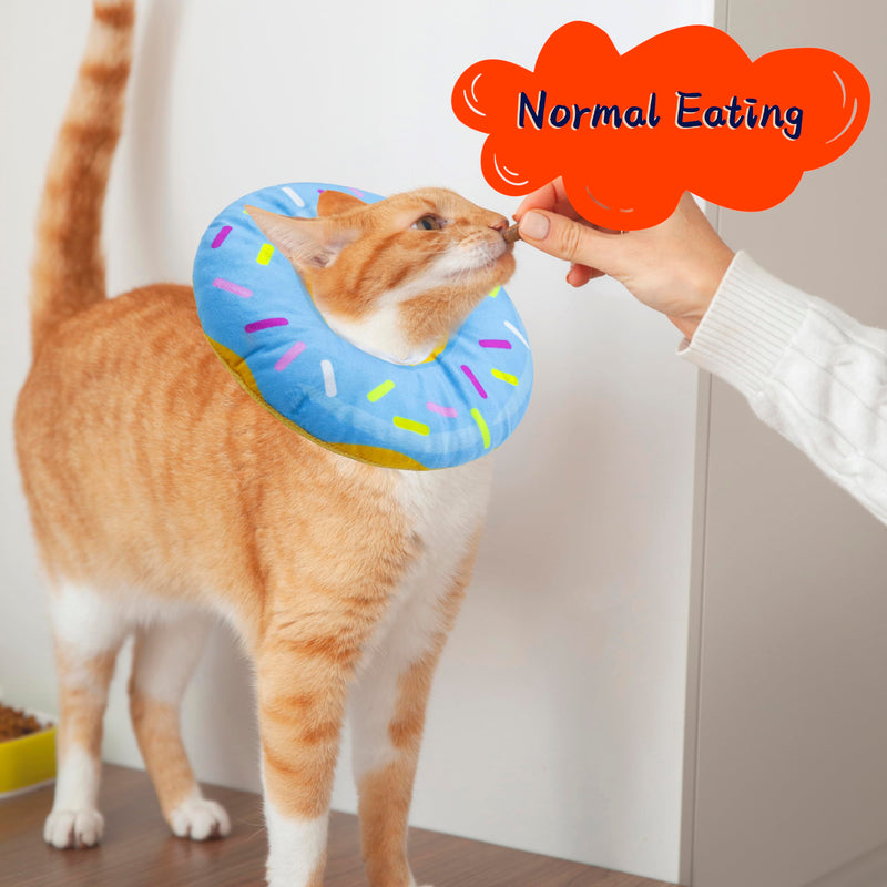 Cat Cone Collar Soft, Adjustable Cat Recovery Collar for Small Medium Large Cats, Cute Donut E Collar After Surgery, Anti-Lick Wound Healing Elizabethan Collar for Kittens(Donut Blue, Small) Donut Blue - PawsPlanet Australia