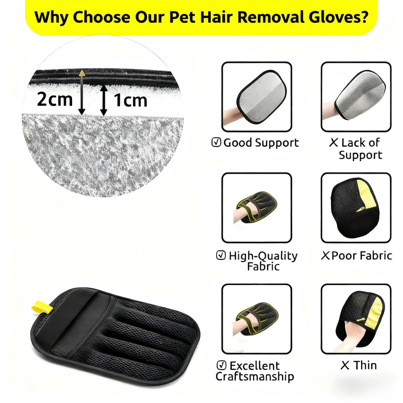 Pet Hair Removal Glove for Cats Dogs - 2PCS Extra Large Thickened Upgraded Five Finger Electrostatic Pet Hair Gloves Reusable Magic Brush Pet Hair Remover Tool for Laundry Couch Carpet Car Seat - PawsPlanet Australia