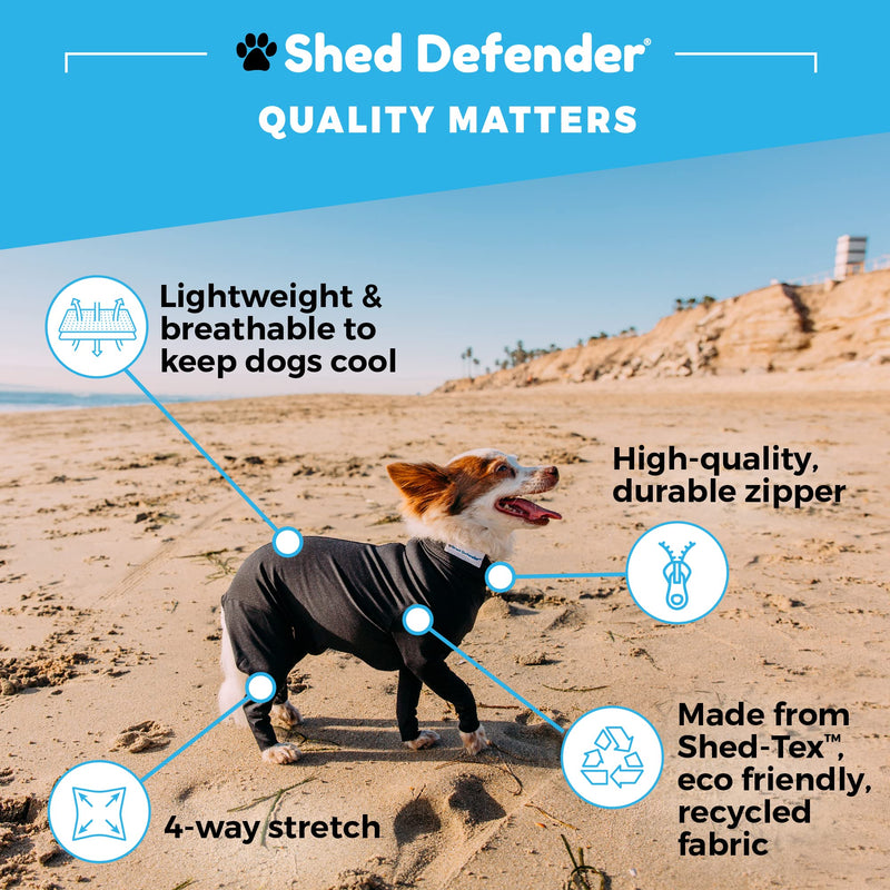Shed Defender Bodysuit for Dogs - Original Dog Onesie Shedding Shirt - Seen on Shark Tank - Contains Dog Hair, Anxiety Calming Surgery Recovery Suit - Vet Approved L (19 - 27 kg) Black