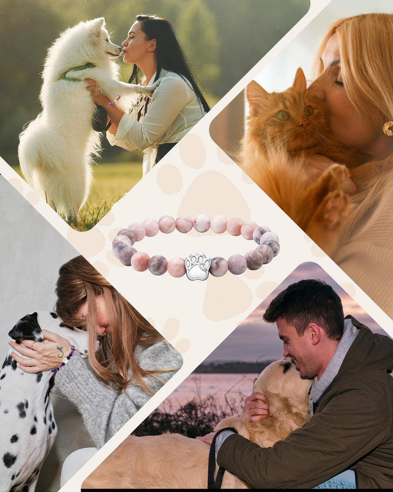 Pet Memorial Gifts for Loss of Dog Cat, 𝗡𝗮𝘁𝘂𝗿𝗮𝗹 𝗦𝘁𝗼𝗻𝗲 𝗕𝗿𝗮𝗰𝗲𝗹𝗲𝘁 for Women Men Who Loss of Pet Dog/Cat Pink - PawsPlanet Australia