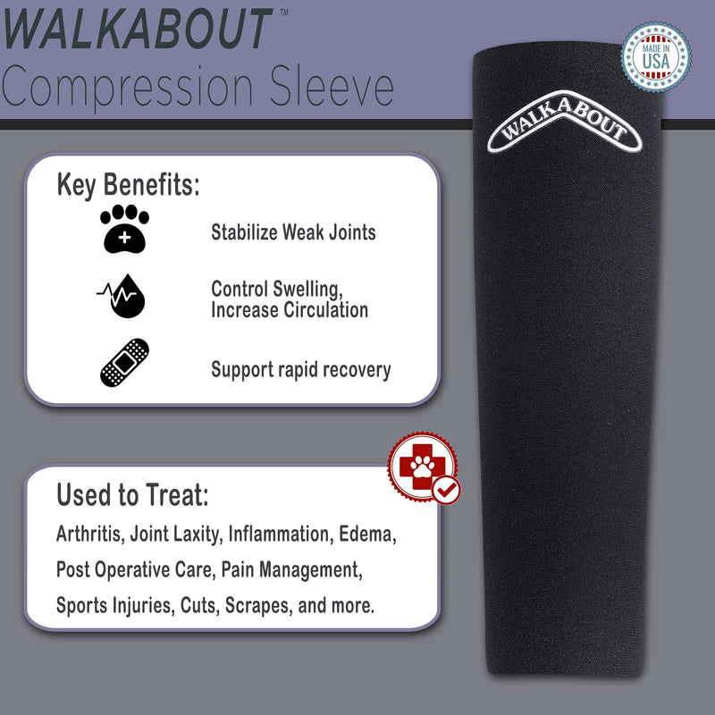 Walkabout Compression Sleeve for Dogs, Canine Brace to Promote Circulation, Treat Arthritis and Injury with 360° Pain Relief med/large 4-5" black