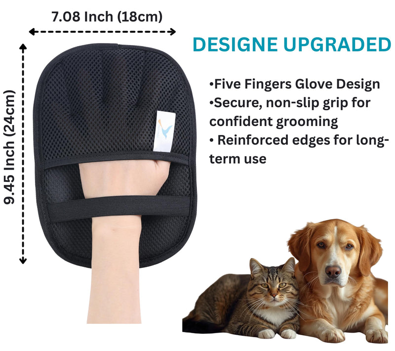 Upgraded Pet Hair Removal Glove – Electrostatic Five?Finger Design for Effortless Dog & Cat Hair Removal on Couch, Carpet, Car Seats, Bedding & Laundry – Reusable & Washable - PawsPlanet Australia
