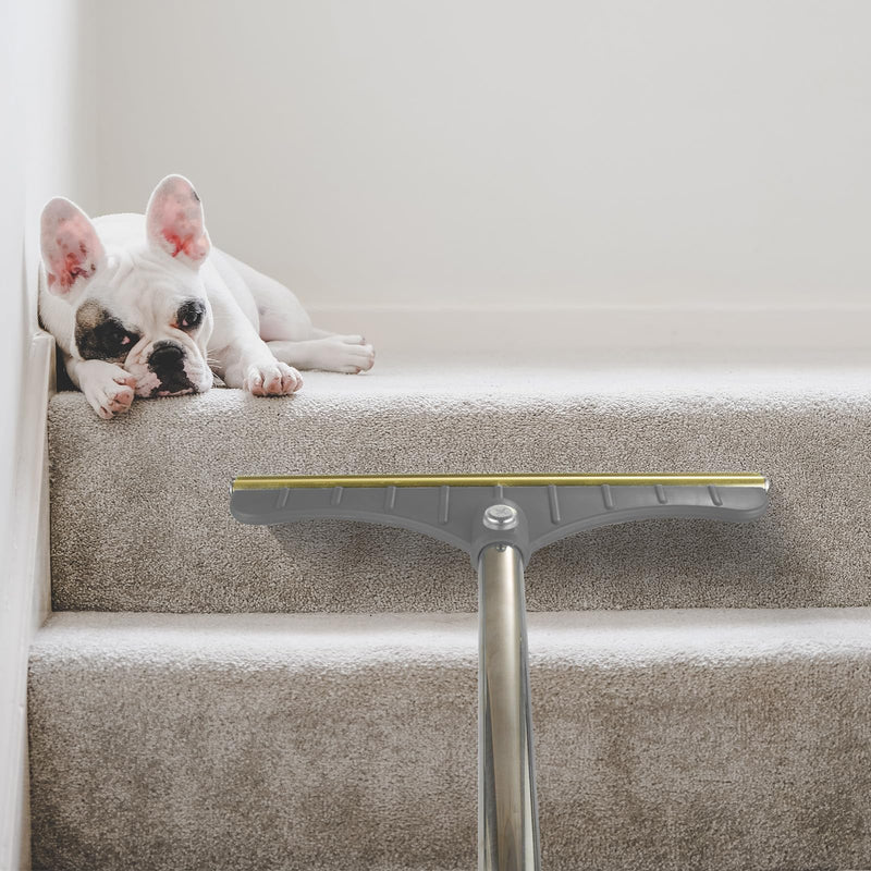 Stainless Steel Carpet Rake for Pet Hair Removal, Reusable Cat Dog Hair Remover with 47’’ Adjustable Long Handle Advanced Lint Remover Scraper for Carpets, Rugs, Mats, Furniture (Grey) grey - PawsPlanet Australia