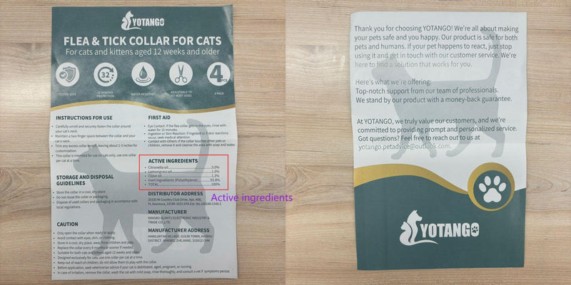 YOTANGO 4 Pack Flea Collar for Cats, 32 Months Flea and Tick Prevention for Cats, Waterproof Cat Fleas Collar, Cat Fleas and Ticks Treatment, Adjustable Tick Collars for Kittens-Black