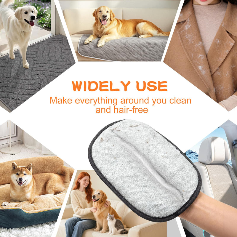 Pet Hair Removal Glove for Cats & Dogs 1PC and Cat & Dog Grooming Gloves for Shedding Brushes 1 Pair, Pet Hair Remover Tool for Clothing, Couch, Carpet, Car Seat, Deshedding Brush & Massage Black Grey Gloves - PawsPlanet Australia