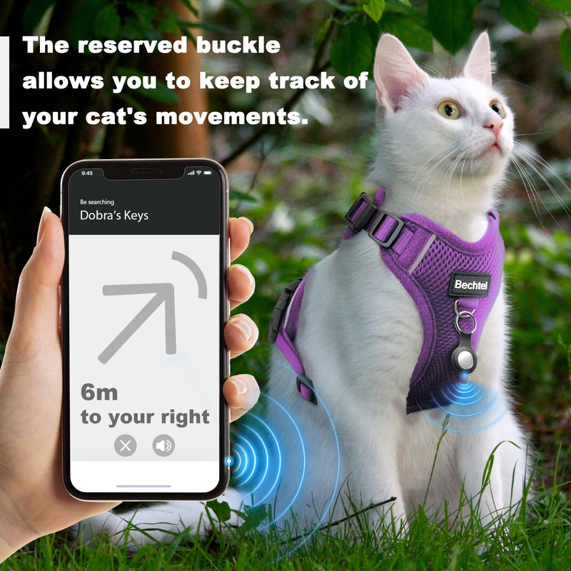 Cat Harness and Leash for Walking, The Upgrade Can be Adjusted in Four Directions and Breathable Cat Harness for Anti Escape That can be Fitted and Positioned, Reflective Strips Harness, Purple,XS Extra Small (4-6lb)