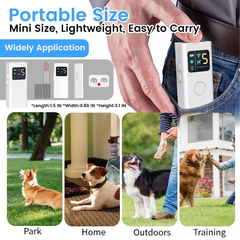 Dog Bark Deterrent Devices,Multi-Functional Anti Barking Device for Dogs Up to 30 Ft Effective Control Range,3 Modes & LED Light Ultrasonic Dog Trainer,Safe for All Small & Medium Dogs white - PawsPlanet Australia