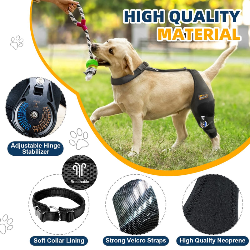 CHAMIN Adjustable Dog Knee Brace for Torn ACL Hind Leg, Support for Tear Ligament, Osteoarthritis, Rear Leg Limp, Recovery After Surgery,et(Left Leg,S) Left Leg S