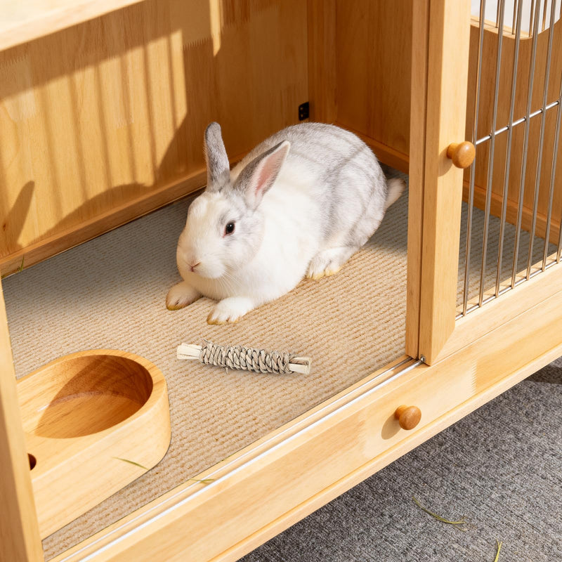 Rabbit Scratch Pad 3.28FT Self Adhesive Cuttable Rabbit Scratching Pad with Seagrass Sweet Bamboo Stick Biting Toys and Sticky Dot Stickers, Claws and Teeth Care Animal Scratching Mats for Pet Cages