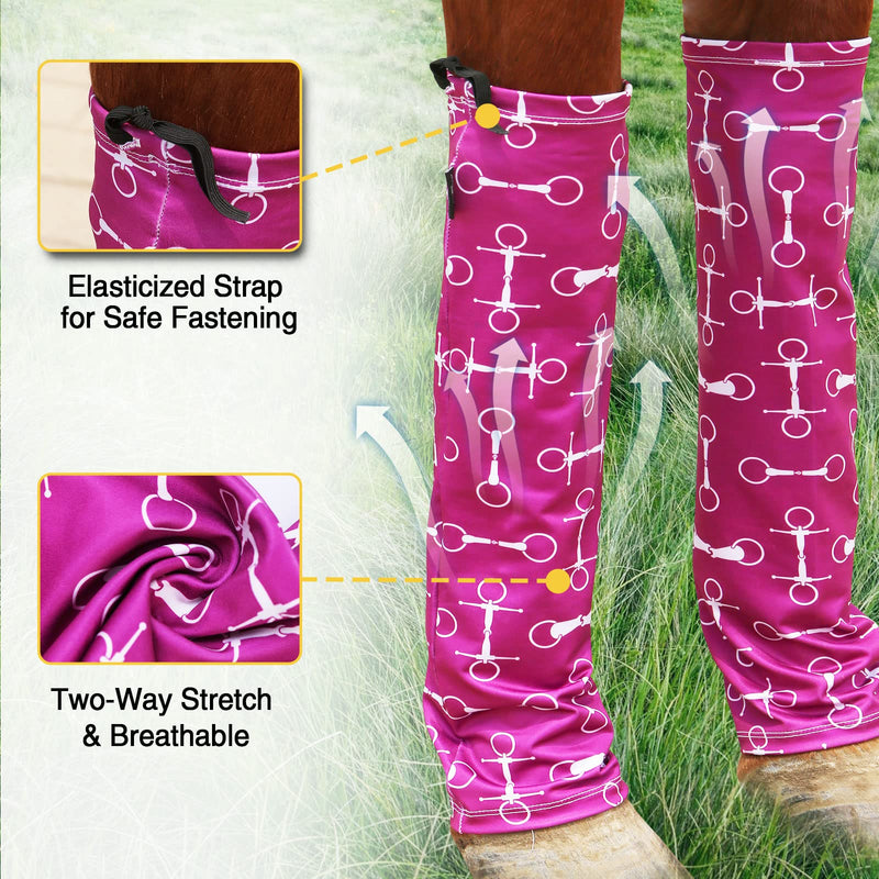 Harrison Howard Loose Fitting Horse Leg Socks Horse Socks Comfortable and Easy to Wear Set of 4 Pink Bits - PawsPlanet Australia