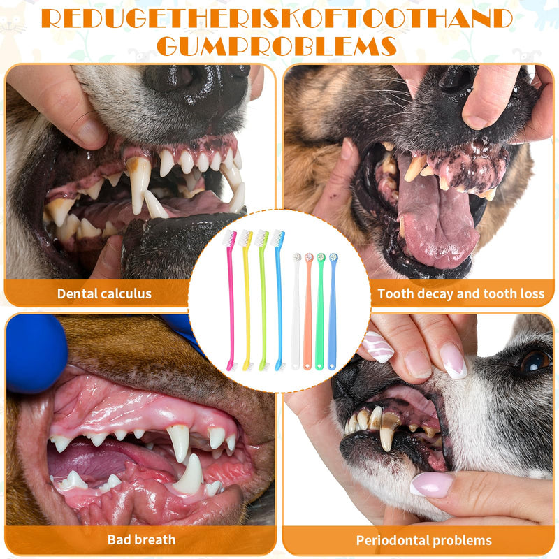 Tyqour Pack of 8 Small Dog Toothbrushes Small Soft Dog Toothbrush for Small Dogs Cats Toothbrush Mini Portable Pet Cats Cat Toothbrush for Cats Dogs Puppies Kittens Small Breeds