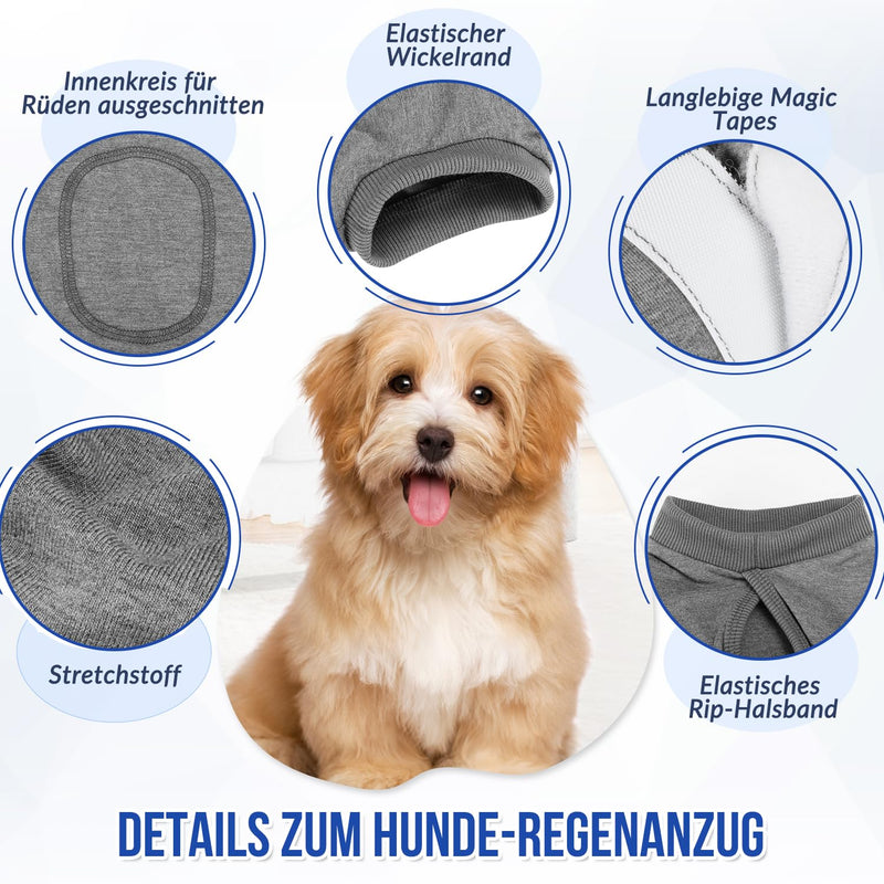 Eyein Dog Bodysuit After Op, Breathable and Comfortable Onesie for Dogs with Adjustable Fastening, Wound Protection Suits for Dogs to Prevent Licking - E-Collar Alternative (Grey, M) M (Chest circumference: 38-45cm) gray