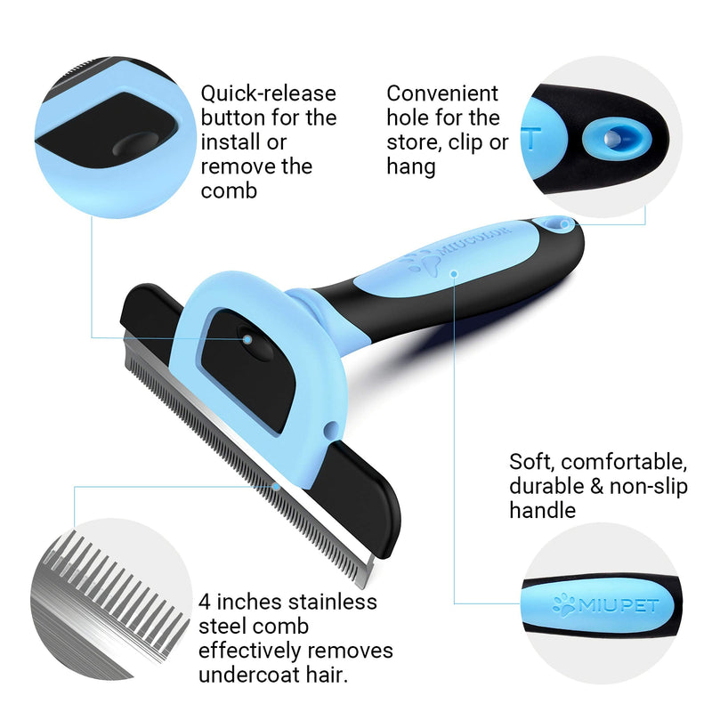 MIU COLOR Pet Grooming Brush, Deshedding Tool for Dogs & Cats, Undercoat Rake for Dogs & Dog Brush for Shedding - PawsPlanet Australia