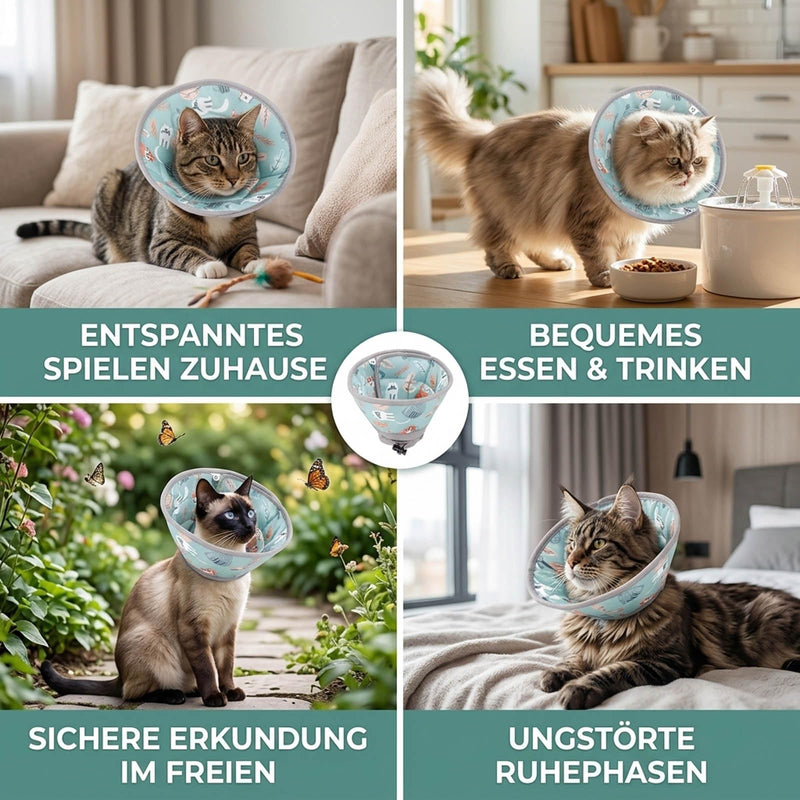 Lick Protection Collar for Cats, Soft Cat Collar, Comfortable Breathable Fit, Adjustable Protection Collar, Size M, Mint Green for Cats and Small Dogs, 3-5 kg