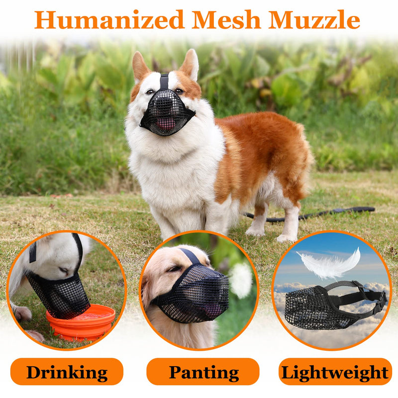 Crazy Felix Dog Muzzle, Soft Mesh Muzzle for Small Medium Large Dogs Labrador German Shepherd, Breathable Adjustable Muzzles for Biting, Chewing, and Scavenging, Allows Panting and Drinking(Black,S) Black S-(Snout Cir: 8.5-9.5”) - PawsPlanet Australia