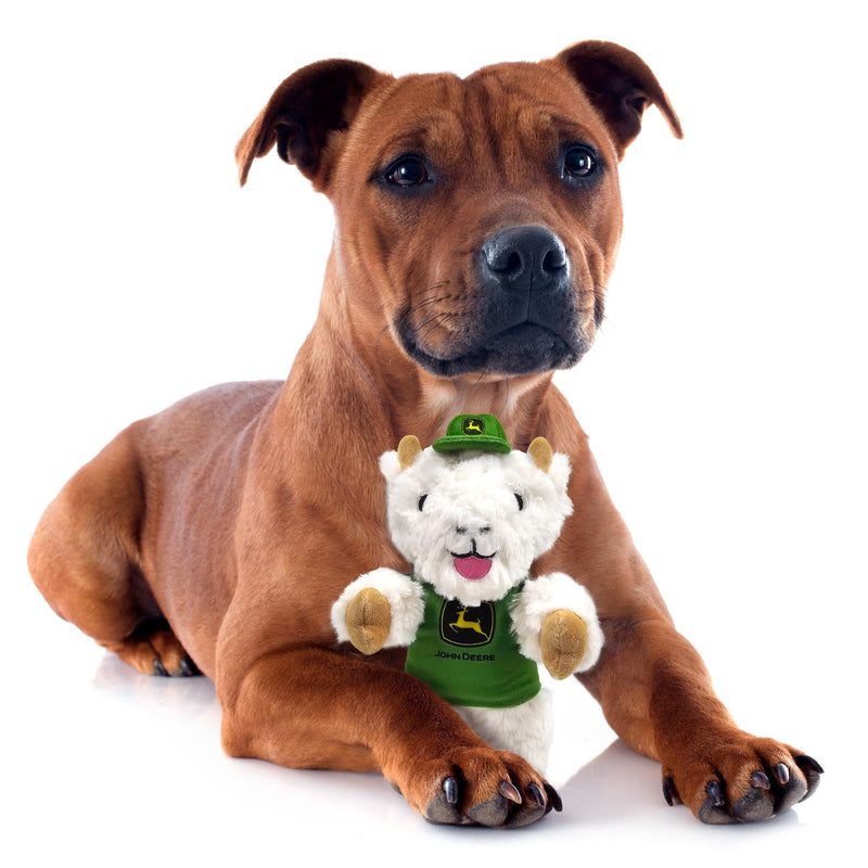 JohnDeere Goat Plush Toy for Dogs and Cats with Squeaker, Wearing a John Deere Jersey! Safe, Fun & Sporty Goat Shaped Dog Chew Toy, Interactive Pet Toy, Plush Teddy Bear for Pets - PawsPlanet Australia