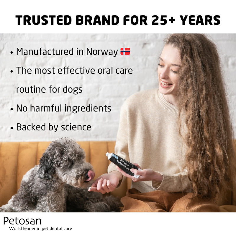 Petosan Dental Care Kit for Medium Dogs - Dog Toothbrush and Toothpaste Set (7-15 kg) - Plaque and Tartar Removal, Fresh Breath, Recommended by Vets, Poultry Flavour.