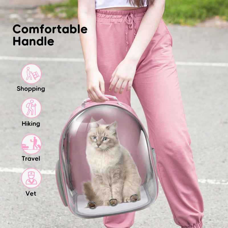 Cat Backpack, Airline Approved Bubble Carrying Bag for Small Medium Dogs Cats, Space Capsule Pet Carrier Dog Hiking Backpack Travel Carrier (Pink) Pink - PawsPlanet Australia
