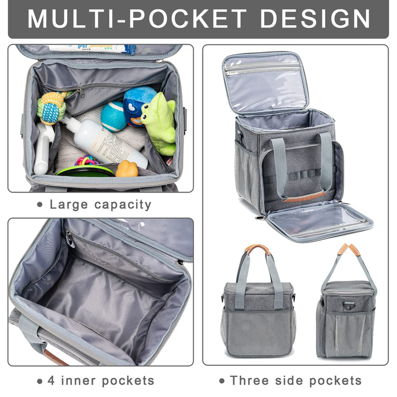 Pet Grooming Bag, Dog Grooming Supplies Organizer Tote Bag, Perfect for Pet Grooming Tool Kit Accessories-Grey Grey - PawsPlanet Australia
