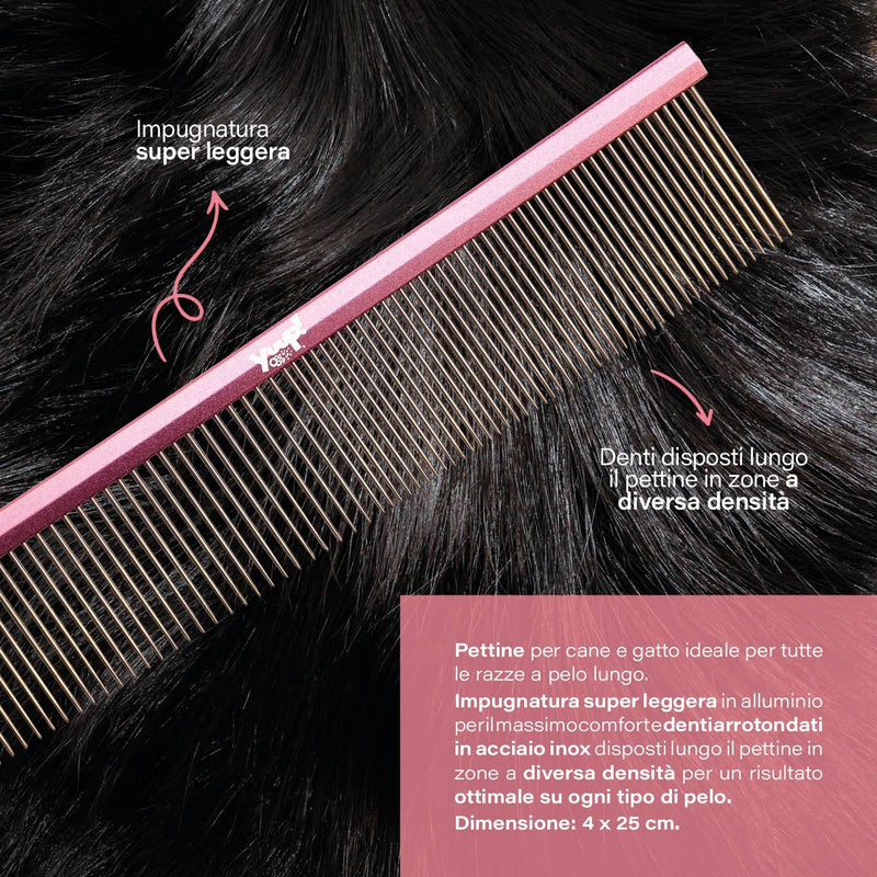 YUUP! - PINKCOMB MINI Professional Stainless Steel Wide Rounded Teeth Comb for Dogs and Cats Grooming Accessories - PawsPlanet Australia