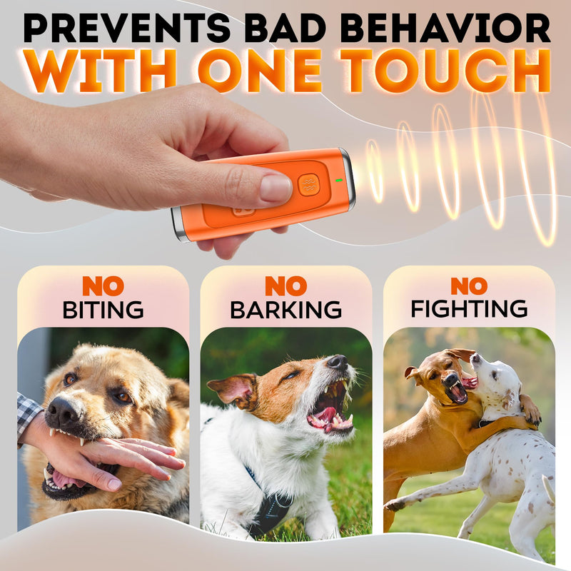 New 2025 Dog Bark Deterrent Device - Dog Barking Control Devices Stops Bad Behavior - Rechargeable Ultrasonic Pet Whistle to Stop Barking with The Touch of a Button up to 16,4 FT (5-120 LBS Orange) - PawsPlanet Australia