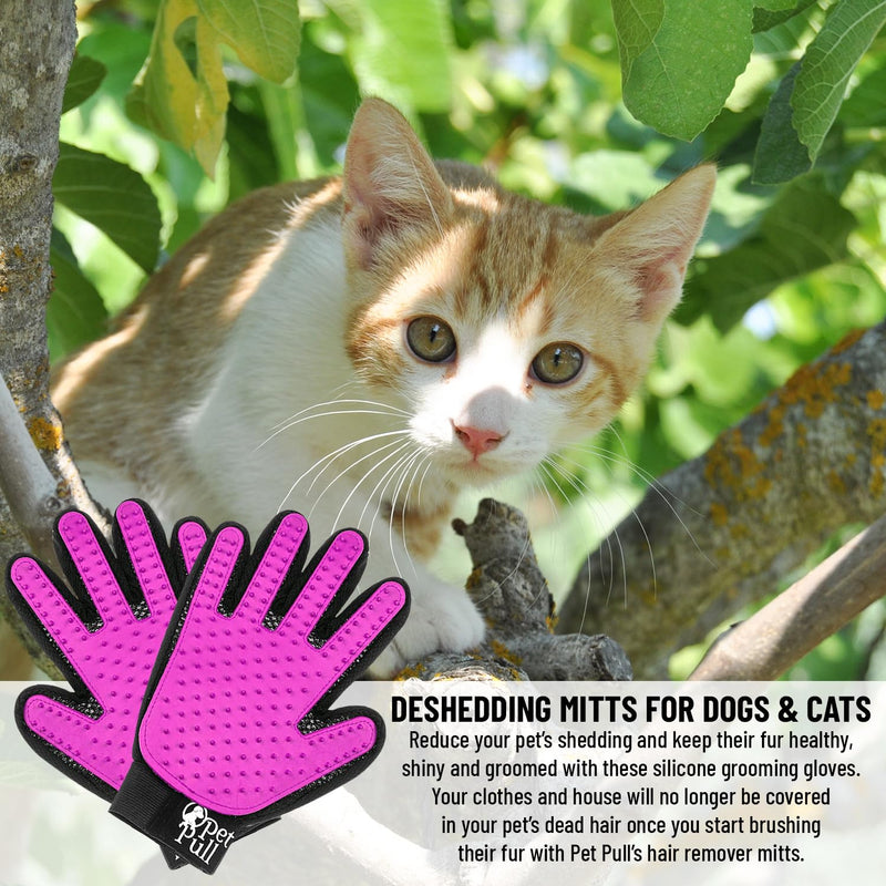 Pet Grooming Gloves with 259 Silicone Tips - Pet Hair Removal Tool Gentle Shedding Dog Washing Gloves - Deshedding Brush Hair Remover Mitts for Dogs & Cats for Long and Short Hair (Pink) PINK - PawsPlanet Australia