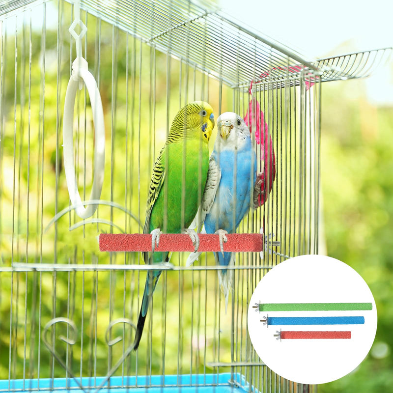 3 Pcs Wood Bird Cage Perch Parrot Perch Stand, Wood Perches Toy Platform Paw Grinding Stick Bird Perches Covers Cage Accessories for Small Medium Birds Like Parakeet Budgies Lovebird Canary (Colorful) 3 Pcs