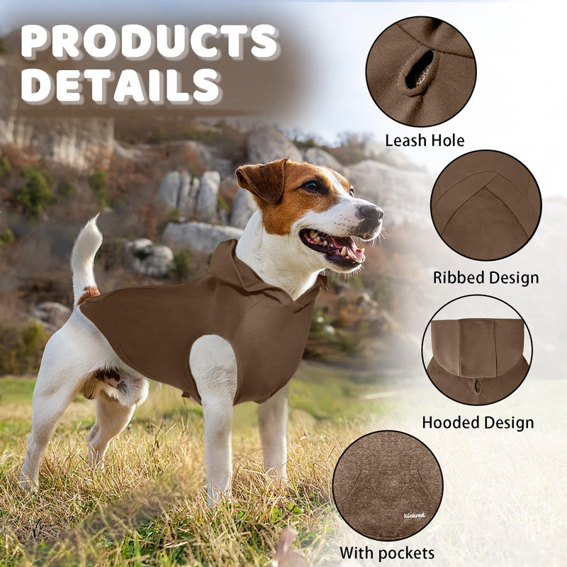 2 Pieces Basic Dog Hoodie, Soft & Comfy Dog Puppy Sweatshirt, Superior Comfort and Fit Doggy Security Hoodies Jumpsuit Sweater with Leash Hole and Pocket, Black & Brown/Sleeveless (Medium) Medium - PawsPlanet Australia