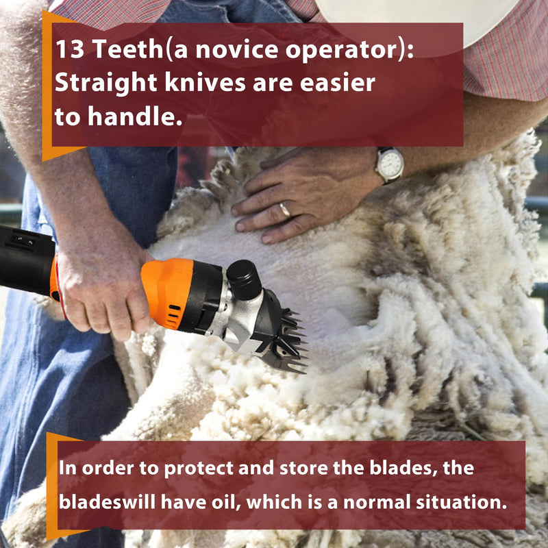 Sheep Shears Wool Clippers Universal Replacement Blades, Shearing Comb and Cutter Blade Set, Stainless Steel Straight 13-Teeth Detachable Trimmer Shears for Grooming Goats, Lambs, Llamas, Alpacas Straight 13-tooth Silver - PawsPlanet Australia